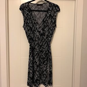 Black & White Faux Wrap Dress Size L